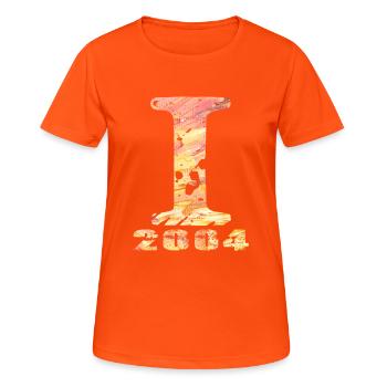 I 2004 Nom Année de naissance Cadeau - T-shirt respirant Femme - orange néon - Devant - AI Model Female 172 dark (172cm)