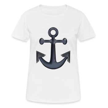 Anker - Frauen T-Shirt atmungsaktiv - Weiß - Vorne - AI Model Female 172 dark (172cm)