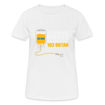 Bei Unfall Blutgruppe 102 Oktan - Autoshirt, Tuner - Frauen T-Shirt atmungsaktiv - Weiß - Vorne - AI Model Female 172 dark (172cm)