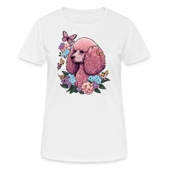 Pink poodle with flowers, butterflies, retro style - Women's Breathable T-Shirt - white - Front - AI Model Female 172 dark (172cm)