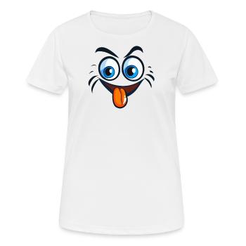 visage content, heureux, cartoon - T-shirt respirant Femme - blanc - Devant - AI Model Female 172 dark (172cm)