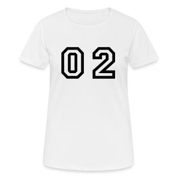 Nummer - 02 - null zwei - Frauen T-Shirt atmungsaktiv - Weiß - Vorne - AI Model Female 172 dark (172cm)