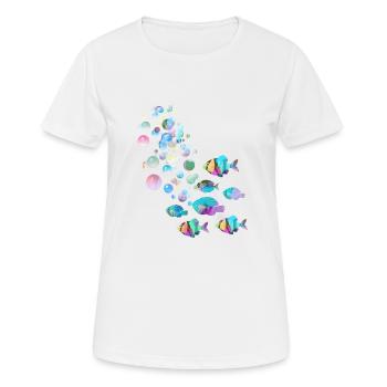 fische, Fisch,fischschwarm,luftblasen, Unterwasser - Frauen T-Shirt atmungsaktiv - Weiß - Vorne - AI Model Female 172 dark (172cm)