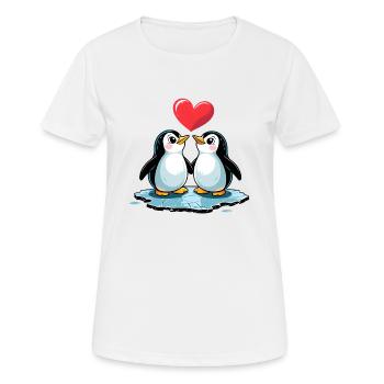 Style BD Pingouin En Couple Amoureux - T-shirt respirant Femme - blanc - Devant - AI Model Female 172 dark (172cm)