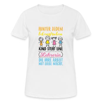 lebensfrohes Kind - Lehrerin mit Liebe - Frauen T-Shirt atmungsaktiv - Weiß - Vorne - AI Model Female 172 dark (172cm)