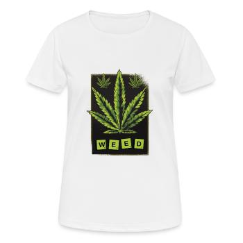 Weed Cannabisblatt - Frauen T-Shirt atmungsaktiv - Weiß - Vorne - AI Model Female 172 dark (172cm)