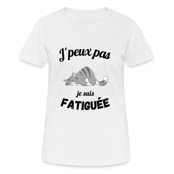 T-shirt j'peux pas je suis fatiguée cadeau - T-shirt respirant Femme - blanc - Devant - AI Model Female 172 dark (172cm)