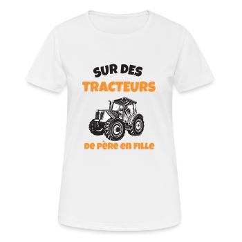 Sur des tracteurs de père en fille cadeau - T-shirt respirant Femme - blanc - Devant - AI Model Female 172 dark (172cm)