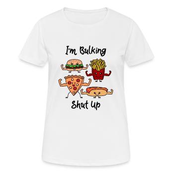 I´m Bulking shut up - T-shirt respirant Femme - blanc - Devant - AI Model Female 172 dark (172cm)
