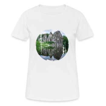 externsteine - Frauen T-Shirt atmungsaktiv - Weiß - Vorne - AI Model Female 172 dark (172cm)