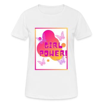 Girl POWER - Frauen T-Shirt atmungsaktiv - Weiß - Vorne - AI Model Female 172 dark (172cm)