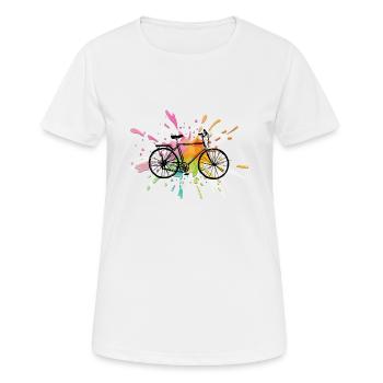 Buntes Fahrrad, Radfahren ist schön - Frauen T-Shirt atmungsaktiv - Weiß - Vorne - AI Model Female 172 dark (172cm)