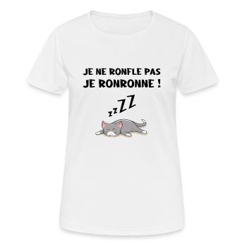 je ne ronfle pas je ronronne cadeau humour drôle - T-shirt respirant Femme - blanc - Devant - AI Model Female 172 dark (172cm)