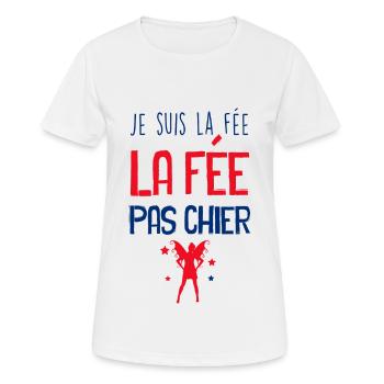 La Fée Pas Chier Humour Pour Copine - T-shirt respirant Femme - blanc - Devant - AI Model Female 172 dark (172cm)