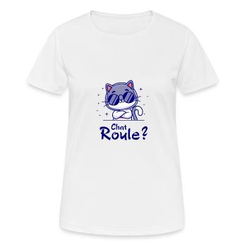 Chat roule ? - T-shirt respirant Femme - blanc - Devant - AI Model Female 172 dark (172cm)
