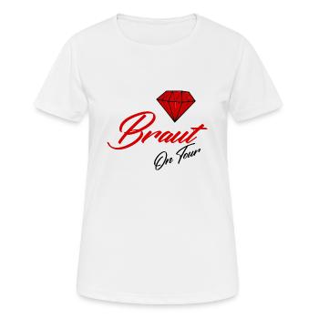 JGA - Frauen T-Shirt atmungsaktiv - Weiß - Vorne - AI Model Female 172 dark (172cm)
