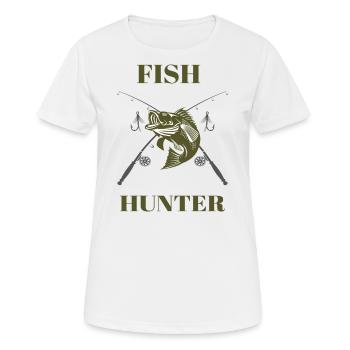 Fish Hunter Tshirt Angler Geschenk - Frauen T-Shirt atmungsaktiv - Weiß - Vorne - AI Model Female 172 dark (172cm)