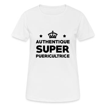 Puériculture / Puéricultrice / Bébé / Maternelle - T-shirt respirant Femme - blanc - Devant - AI Model Female 172 dark (172cm)