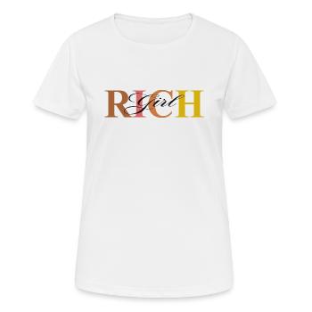 Font Lettering Rich Design - Women's Breathable T-Shirt - white - Front - AI Model Female 172 dark (172cm)