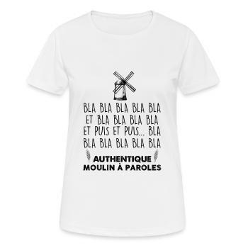 Parler trop Idée cadeau pour amie moulin à paroles - T-shirt respirant Femme - blanc - Devant - AI Model Female 172 dark (172cm)