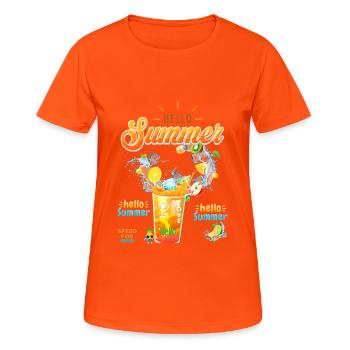 Hello Summer - Women's Breathable T-Shirt - neon orange - Front - AI Model Female 172 dark (172cm)