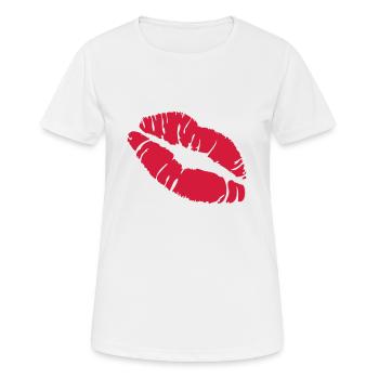 kiss lipps labial - T-shirt respirant Femme - blanc - Devant - AI Model Female 172 dark (172cm)
