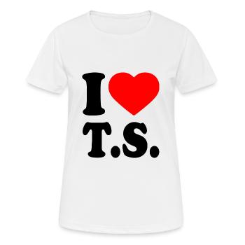 I love ts - T-shirt respirant Femme - blanc - Devant - AI Model Female 172 dark (172cm)