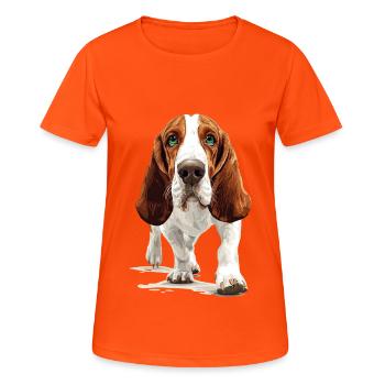 Basset - Frauen T-Shirt atmungsaktiv - Neonorange - Vorne - AI Model Female 172 dark (172cm)