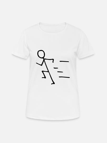 Strichmännchen Marathonläufer Triathlet - Andningsaktiv T-shirt dam - vit