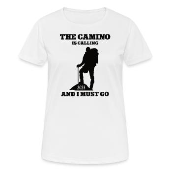 Camino 2023 Pilger Reise Pilgern Jakobsweg Wandern - Frauen T-Shirt atmungsaktiv - Weiß - Vorne - AI Model Female 172 dark (172cm)