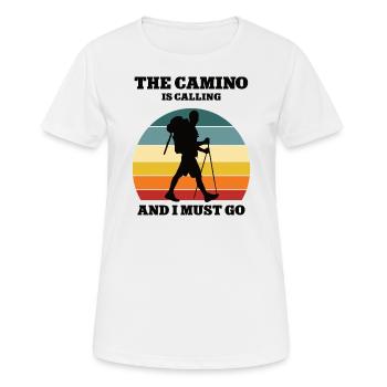 Pilgern Pilger Wandern Wanderer Camino Jakobsweg - Frauen T-Shirt atmungsaktiv - Weiß - Vorne - AI Model Female 172 dark (172cm)