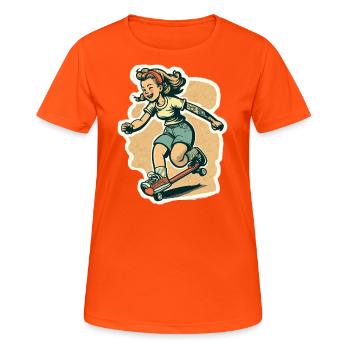 Skater Girl - Women's Breathable T-Shirt - neon orange - Front - AI Model Female 172 dark (172cm)