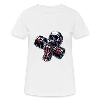 Crâne de musculation No Limit Workout avec haltère - T-shirt respirant Femme - blanc - Devant - AI Model Female 172 dark (172cm)