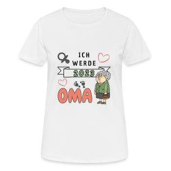 Ich werde 2023 Oma - Frauen T-Shirt atmungsaktiv - Weiß - Vorne - AI Model Female 172 dark (172cm)