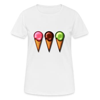 Eis, Sommer, Schoko Süss Sonne Baden Eiszeit - Frauen T-Shirt atmungsaktiv - Weiß - Vorne - AI Model Female 172 dark (172cm)