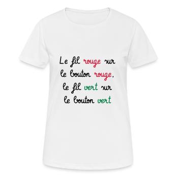 Le fil rouge sur le bouton rouge... 7ème Compagnie - T-shirt respirant Femme - blanc - Devant - AI Model Female 172 dark (172cm)