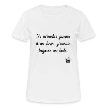 Le Dîner de cons - Réplique Culte - Humour - T-shirt respirant Femme - blanc - Devant - AI Model Female 172 dark (172cm)