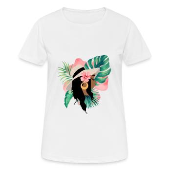 femme noire Tropical Afro - T-shirt respirant Femme - blanc - Devant - AI Model Female 172 dark (172cm)