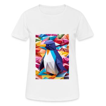 Rainbow Waddle - Origami Penguin - Women's Breathable T-Shirt - white - Front - AI Model Female 172 dark (172cm)