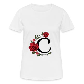 C In black, with red flower - Women's Breathable T-Shirt - white - Front - AI Model Female 172 dark (172cm)
