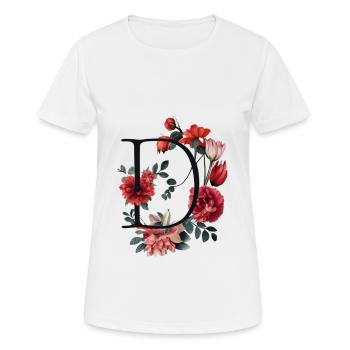D In black, with red flower - Women's Breathable T-Shirt - white - Front - AI Model Female 172 dark (172cm)
