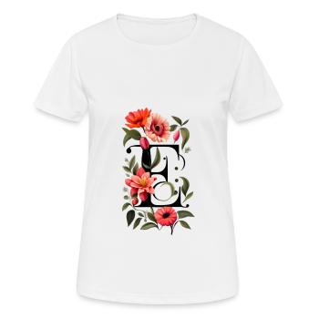 In black, with red flowerE - Women's Breathable T-Shirt - white - Front - AI Model Female 172 dark (172cm)