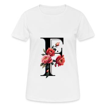 F In black, with red flower - Women's Breathable T-Shirt - white - Front - AI Model Female 172 dark (172cm)