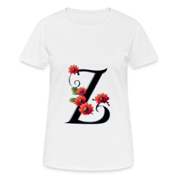 Z In black, with red flower - Women's Breathable T-Shirt - white - Front - AI Model Female 172 dark (172cm)