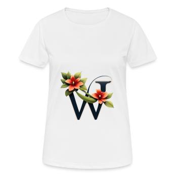W En noir, avec fleur rouge - T-shirt respirant Femme - blanc - Devant - AI Model Female 172 dark (172cm)