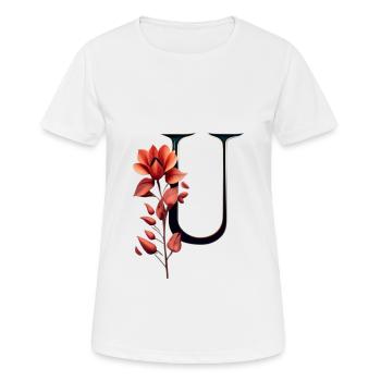 U En noir, avec fleur rouge - T-shirt respirant Femme - blanc - Devant - AI Model Female 172 dark (172cm)
