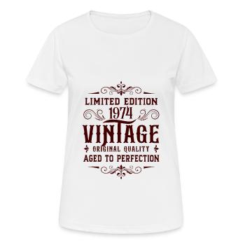 Édition limitée 1974 Vintage anniversaire voeux - T-shirt respirant Femme - blanc - Devant - AI Model Female 172 dark (172cm)