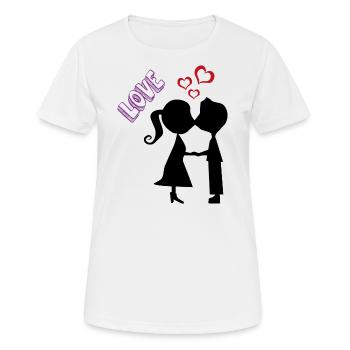 Hochzeit Brautpaar Geschenk Just Married Love - Frauen T-Shirt atmungsaktiv - Weiß - Vorne - AI Model Female 172 dark (172cm)