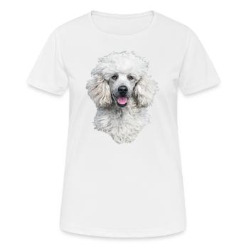 Weißer Pudel Hundekopf - Frauen T-Shirt atmungsaktiv - Weiß - Vorne - AI Model Female 172 dark (172cm)