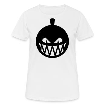 Halloween Kürbis (Kürbislaterne / Emoji / 1C) - Frauen T-Shirt atmungsaktiv - Weiß - Vorne - AI Model Female 172 dark (172cm)